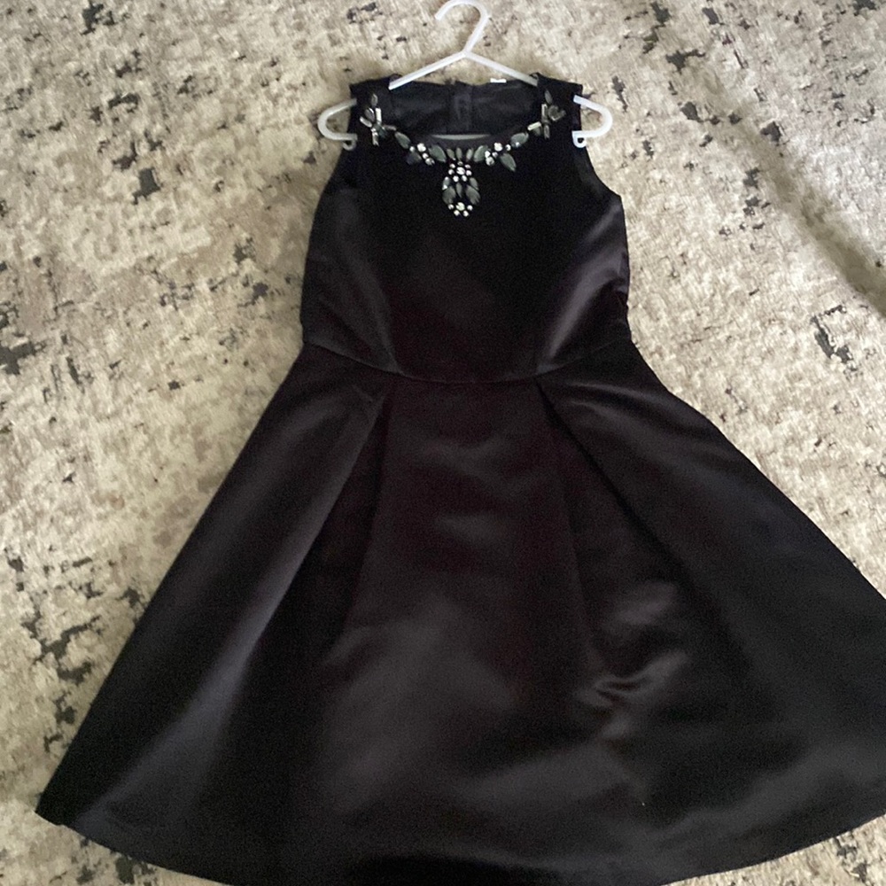 H&M Girls Black Satin Dress Crystal embellishment size 10